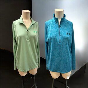 Loose,Woman,2 Sport Shirts $14 Each,Green,Blue,Sz M,Long Sleeve,Zipper.!